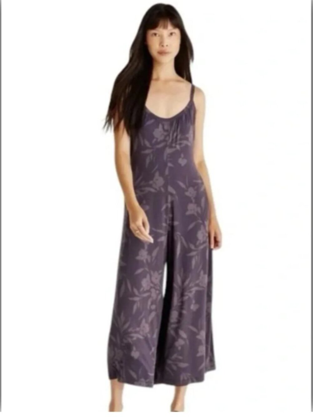 Z Supply Lido Floral Wide Leg Jumpsuit Romper Gray Sleeveless Soft Romper EUC M